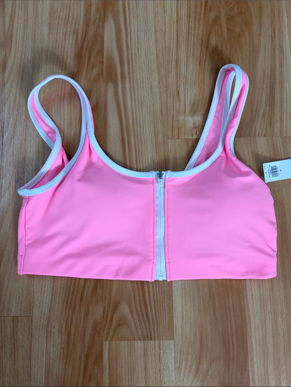 NWT Pink Front-Zip Swim Top